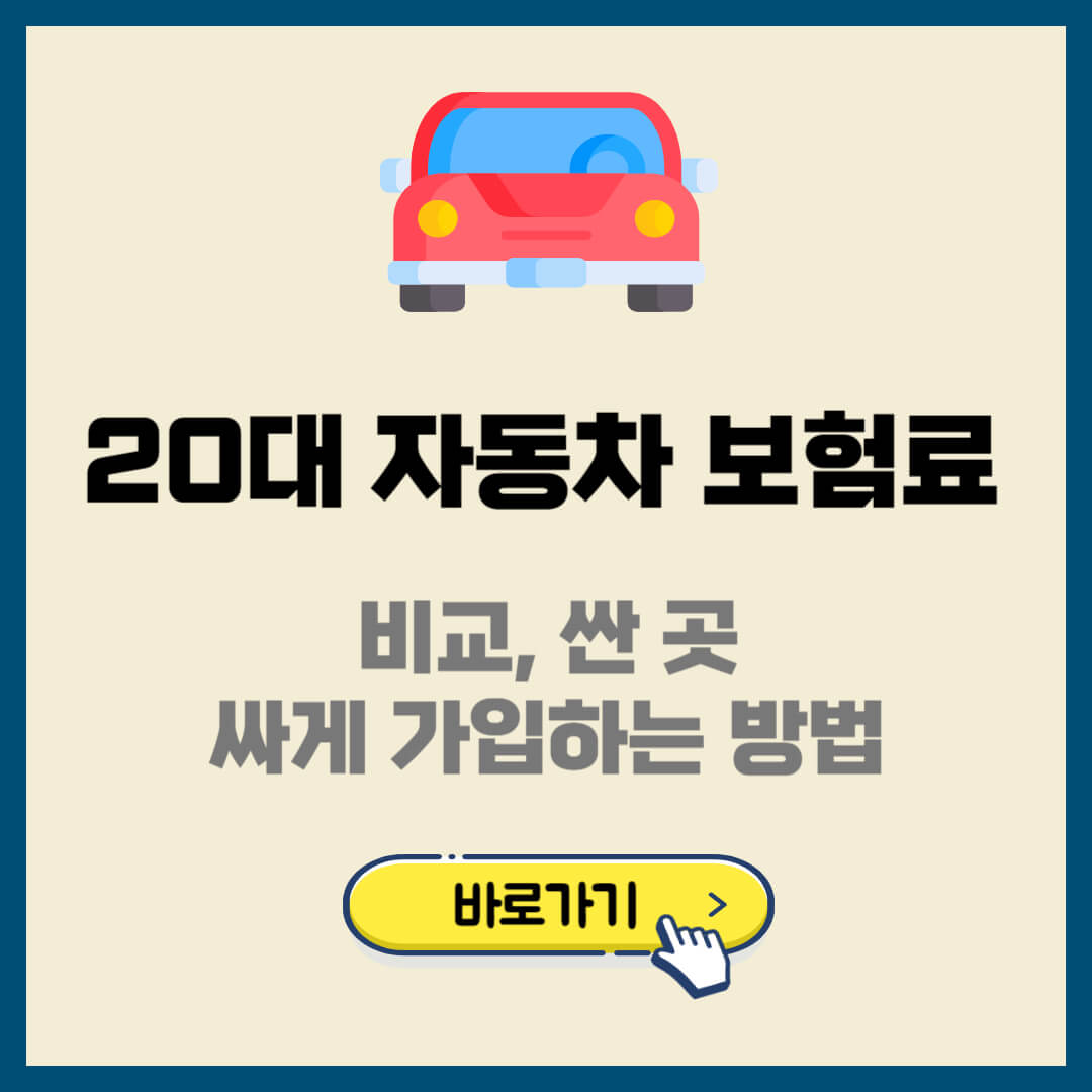 20대 자동차 보험료 비교, 싼곳 및 싸게 가입하는 8가지 방법 - 정보창고