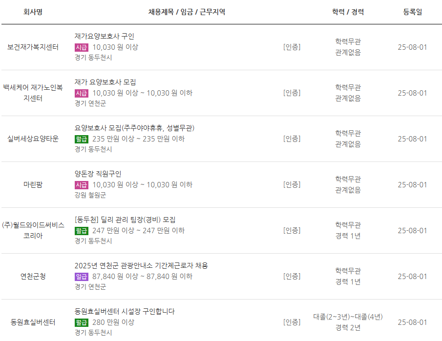 안동시청 구인구직