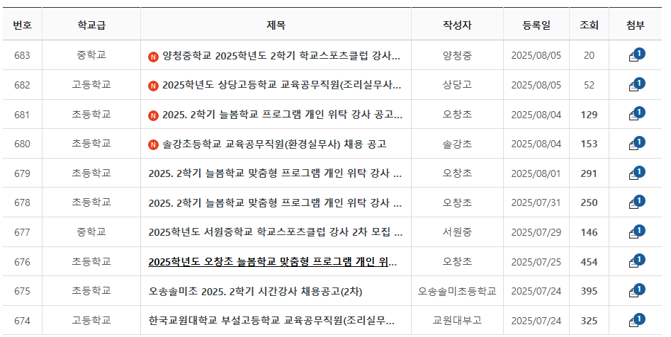 청주 교육청 구인구직